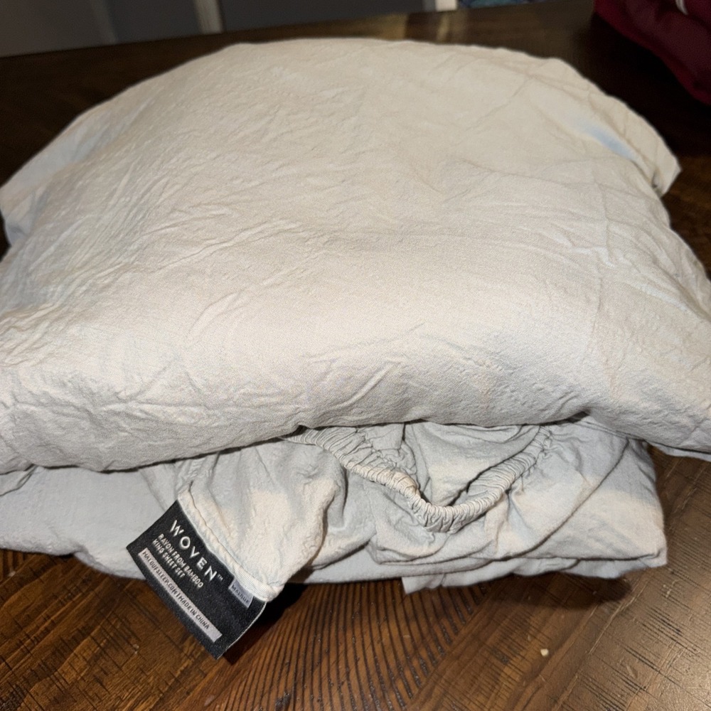 MALOUF Rayon From Bamboo Flat And Fitted Sheet Set Gray Deep Pockets Luxury Soft